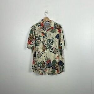 Jogal Mens XL 2 Piece Floral Hawaiian Short Set Elastic Waist Drawstring Beachy